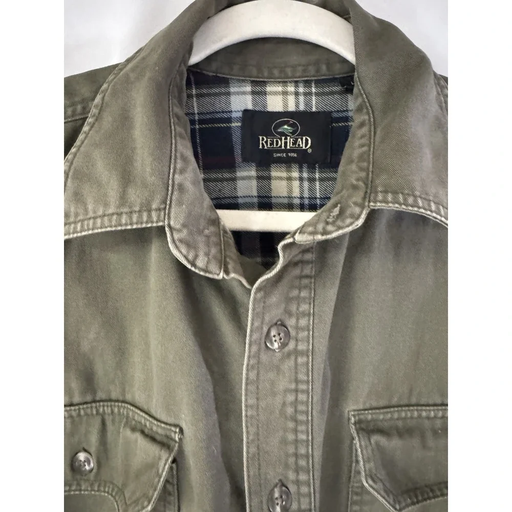 Redhead Twill Button Jacket W/ Quilted Lines Sleeves And Flannel Lined Body Sz L